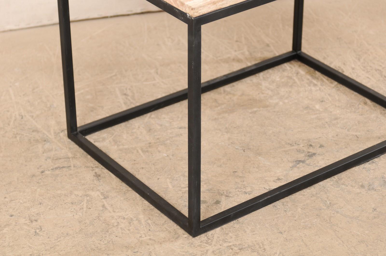 Sleek Petrified Wood Coffee Table on Custom Iron Base For Sale 3