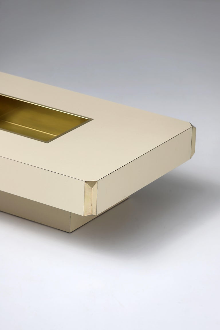 Mid-Century Modern Cream Colored Coffee Table by Willy Rizzo Designed for Mario Sabot 1970s