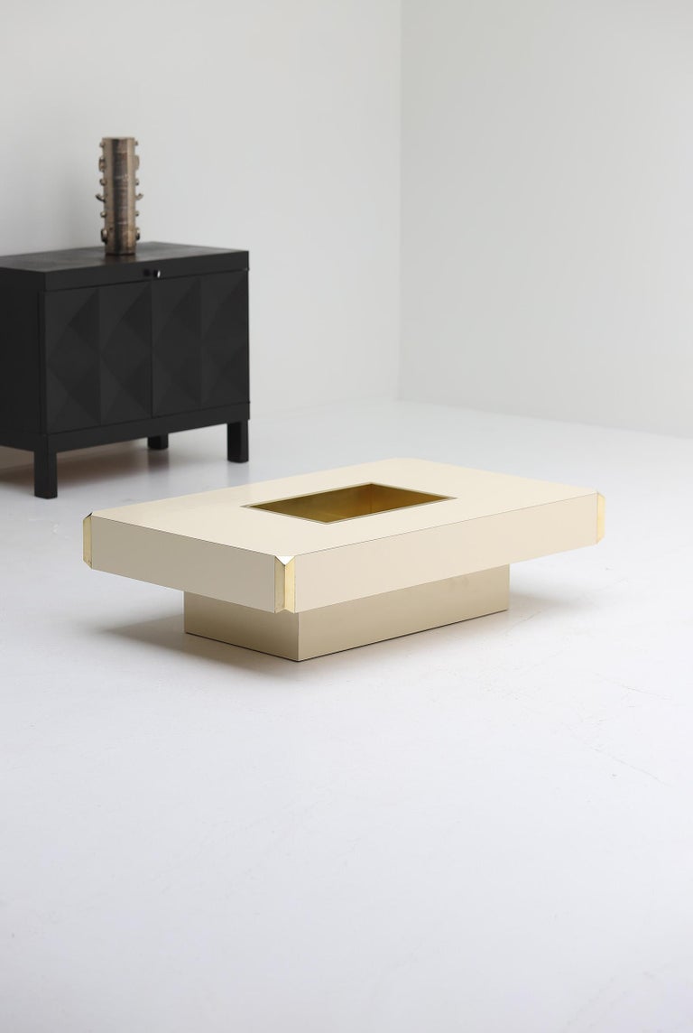 Cream Colored Coffee Table by Willy Rizzo Designed for Mario Sabot 1970s 1