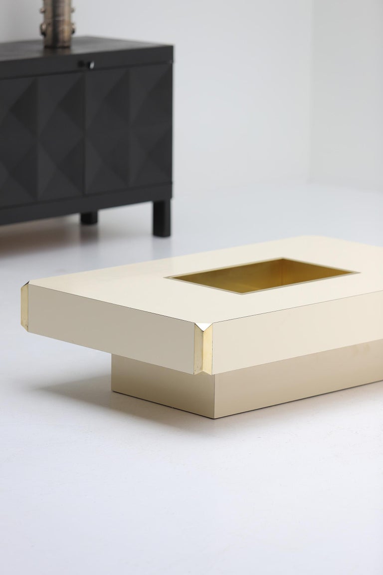 Cream Colored Coffee Table by Willy Rizzo Designed for Mario Sabot 1970s 2