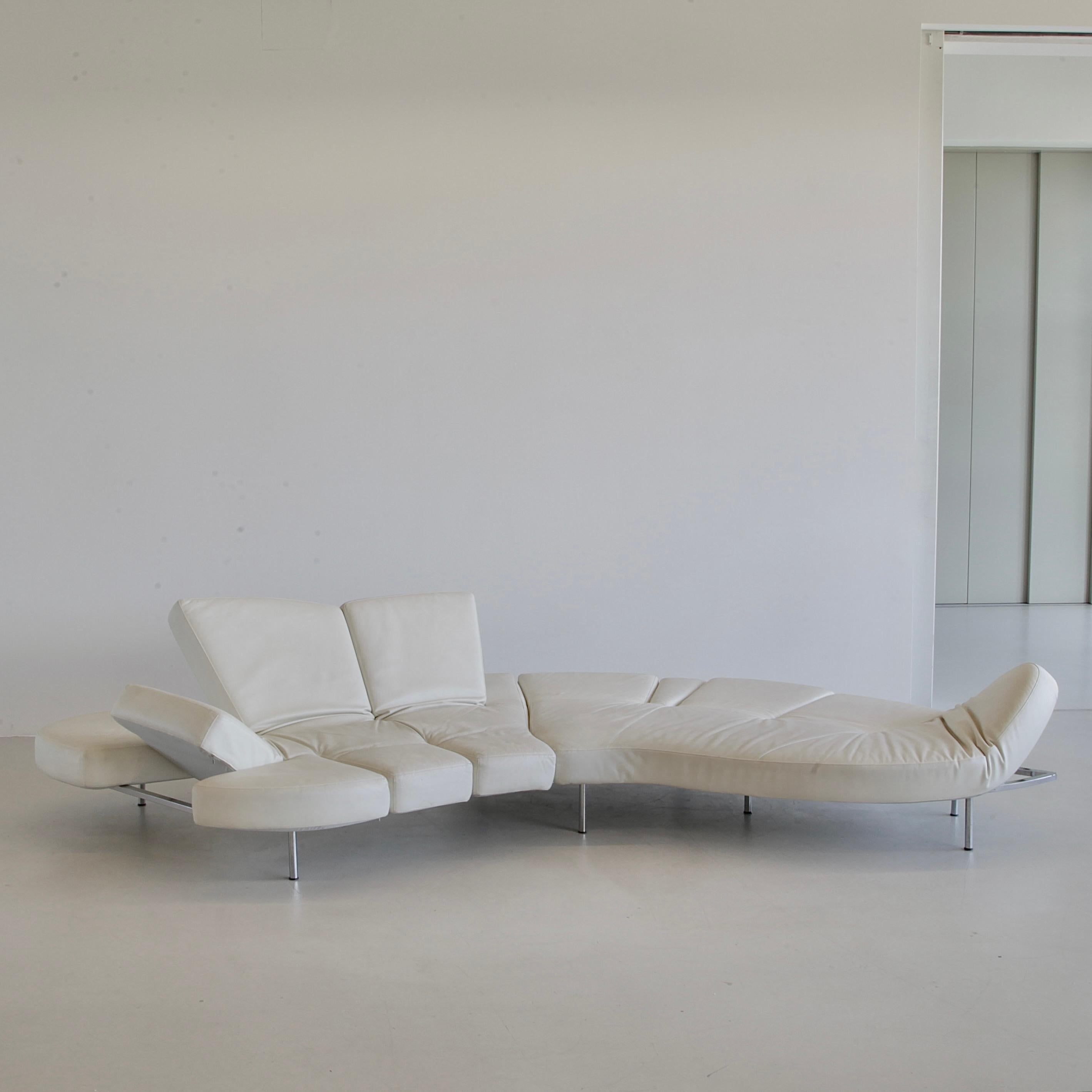 Cremefarbenes Sofa „FLAP“ entworfen von Francesco BINFARE für EDRA (Leder) im Angebot