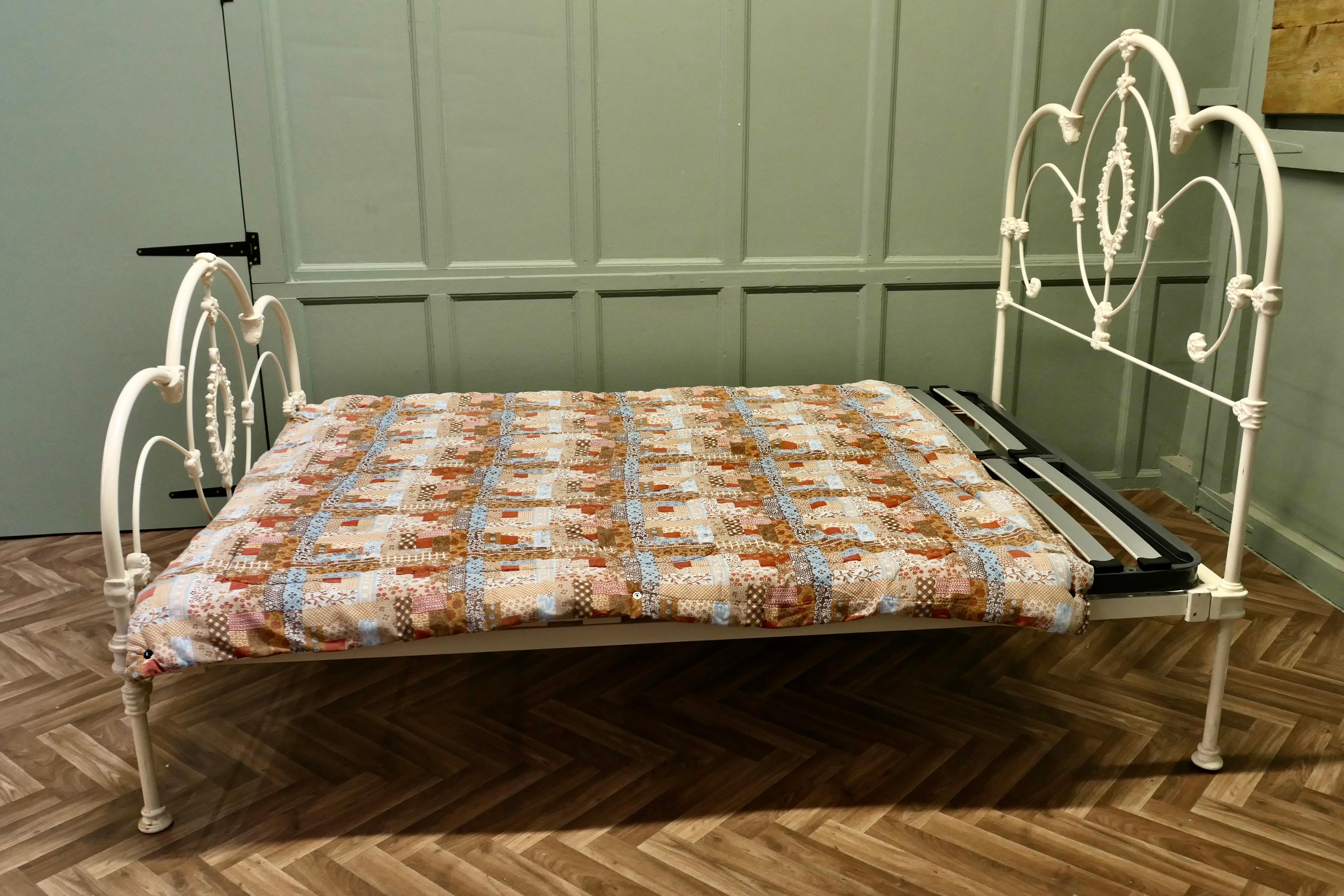 Cream Coloured Wrought Iron Bed Double Bed For Sale 1