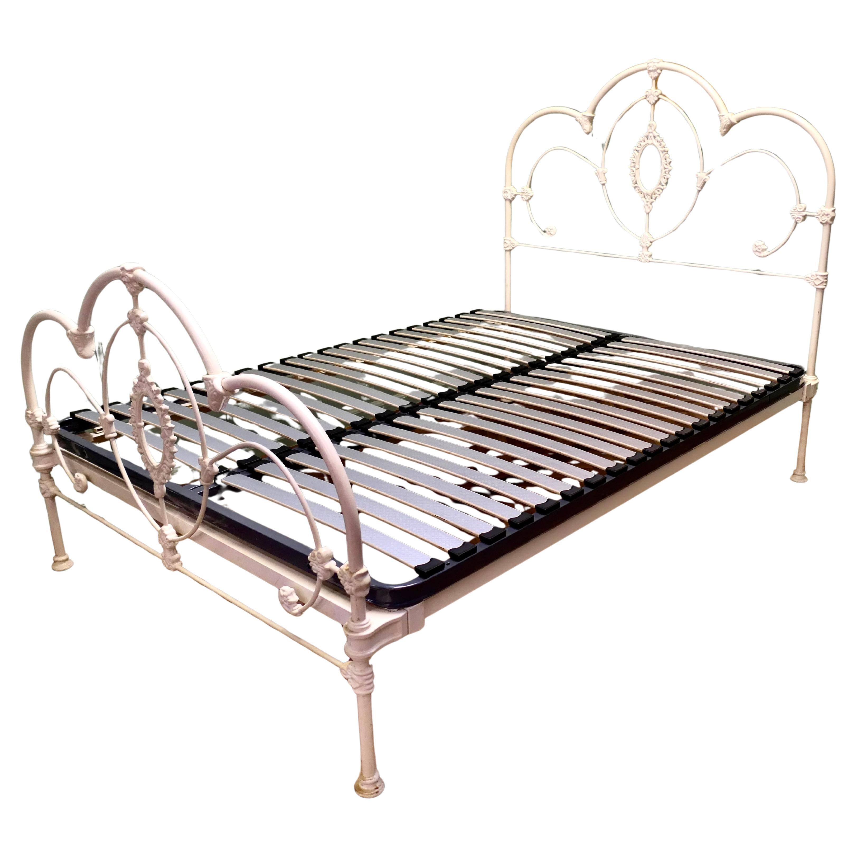 Cream Coloured Wrought Iron Bed Double Bed For Sale