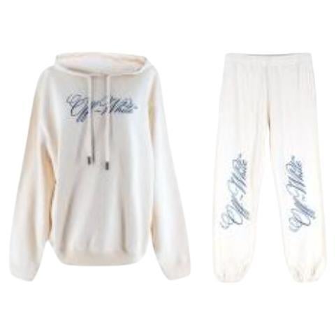 Cream cotton jersey logo tracksuit For Sale