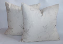 Cream Crewel Work Pillows / 2 Pairs