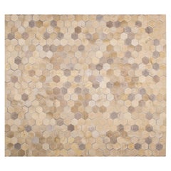 Cream Customizable Angulo Cowhide Area Floor Rug Large