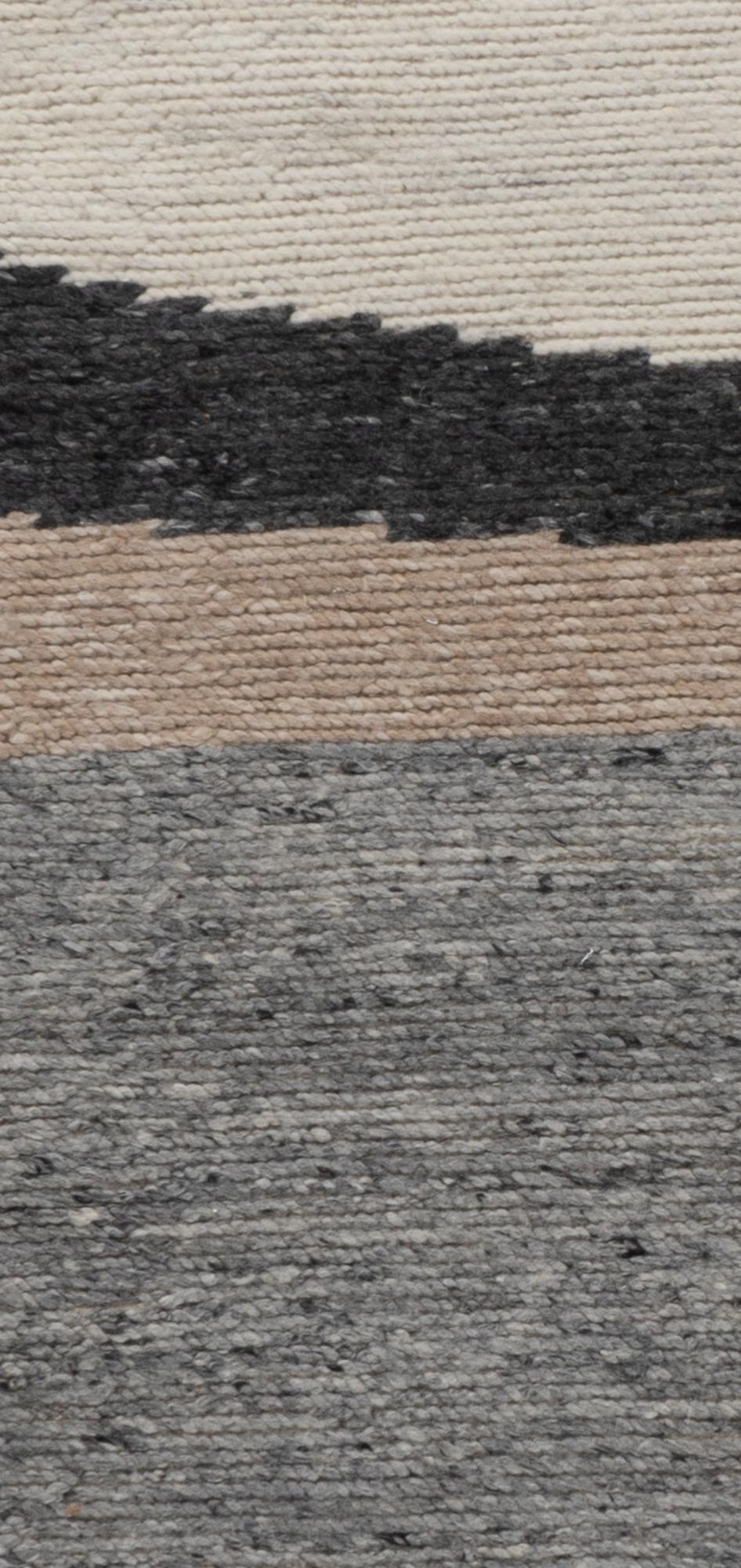Abstrakter Flachgewebe-Wollteppich im Deko-Stil in Creme, 8' x 10' (Wolle) im Angebot