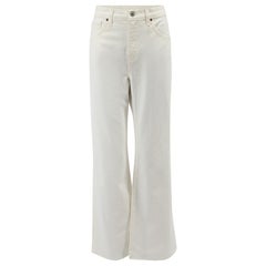 Jeans a gamba larga in denim color crema taglia XL