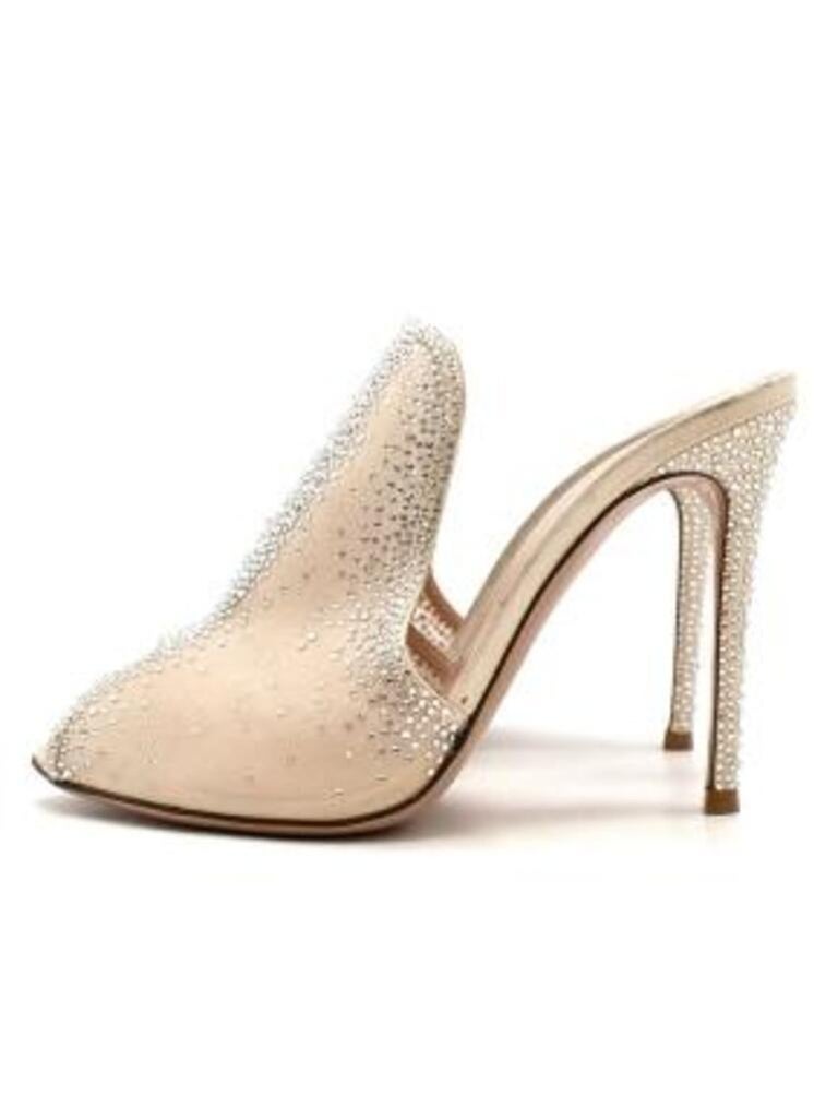 Cream embellished heeled mules For Sale at 1stDibs