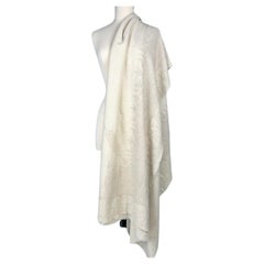 Cream embroidered pashmina shawl - Kashmiri work - India Circa 1860-1880