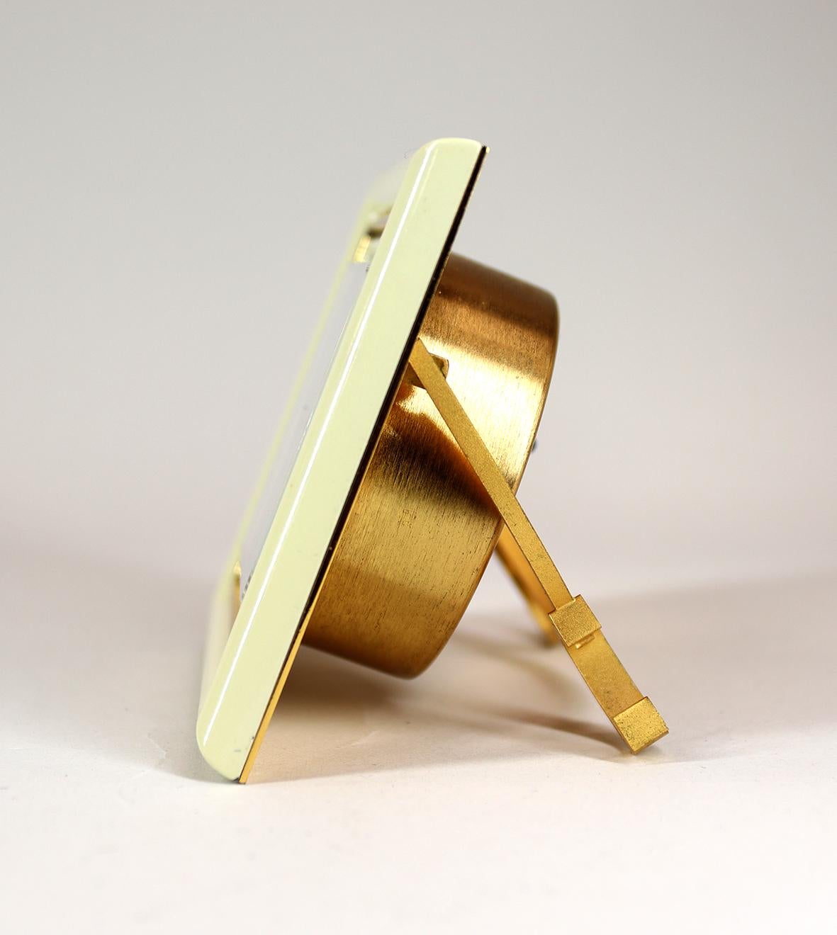 Enameled Cream Enamel Desk Clock By Cartier