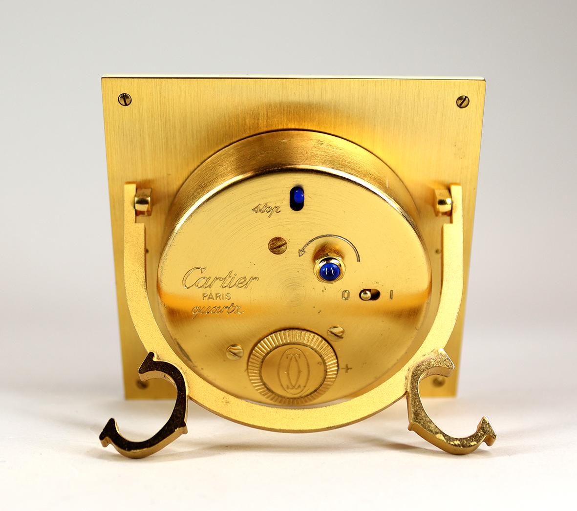 Cream Enamel Desk Clock By Cartier In Good Condition In Amersham, GB