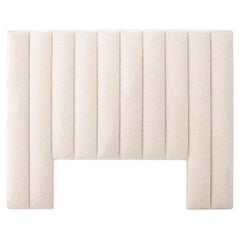 Cream Fabric Headboard with Vertical Channels