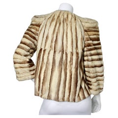 Cream & Fawn Striped Vintage Fur Jacket