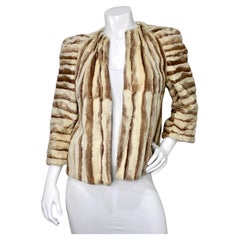 Cream & Fawn Striped Vintage Fur Jacket