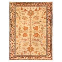 Antique cream field early 20th century north persian rug