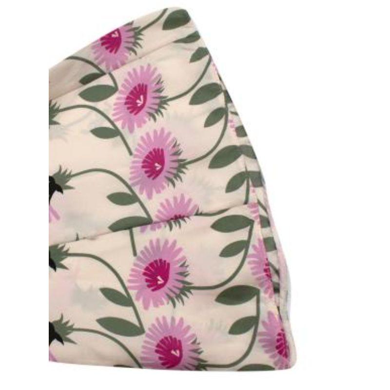 Beige Cream floral silk tie-back tunic dress For Sale