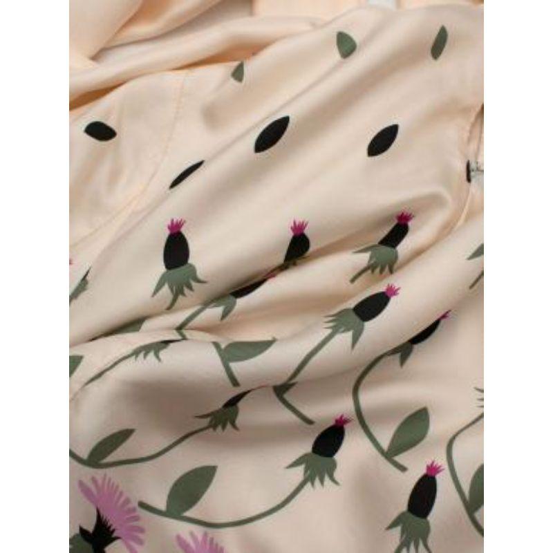 Women's Cream floral silk tie-back tunic dress For Sale