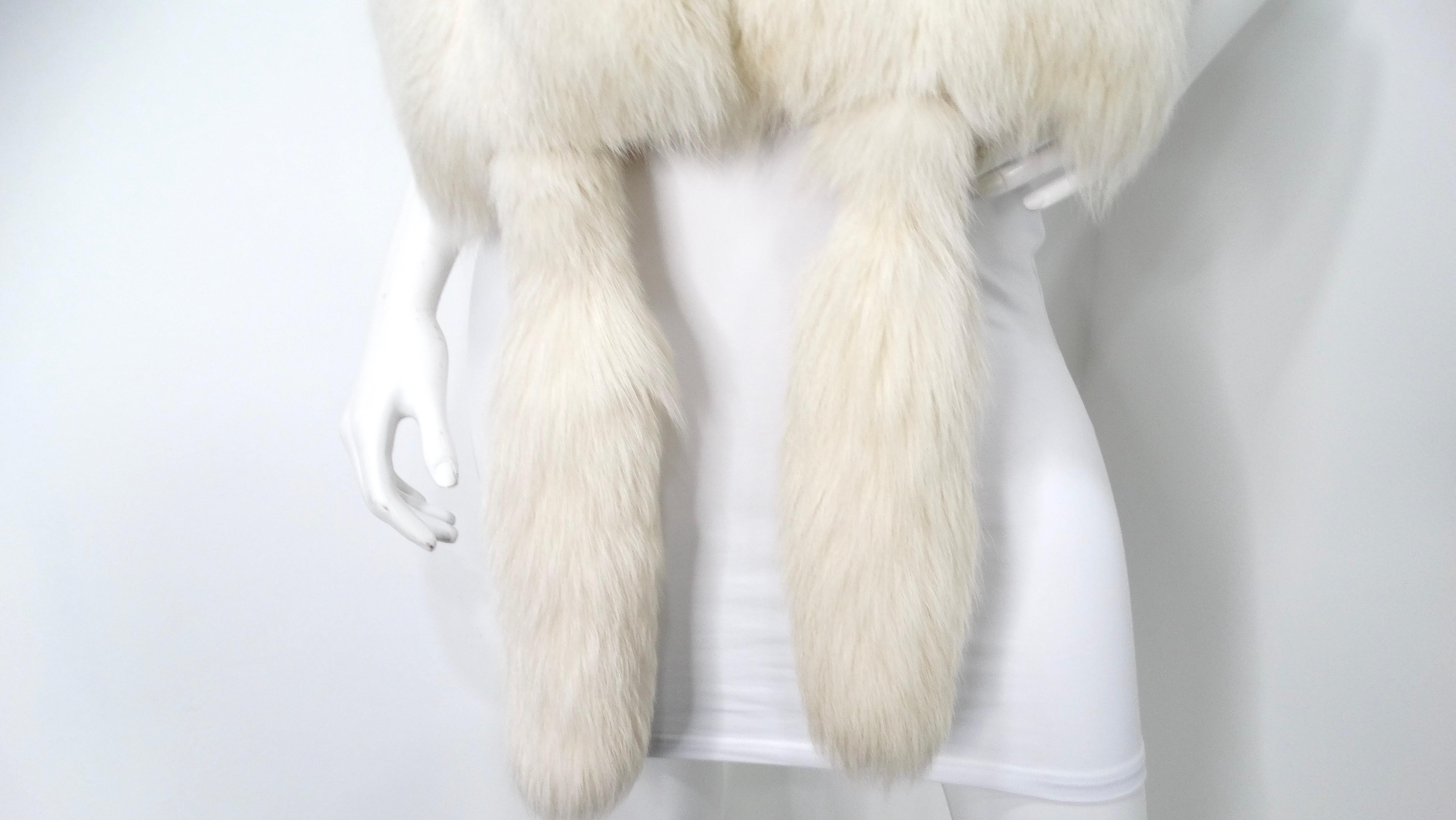 Bufanda de piel de zorro color crema circa 1980s Beige en venta