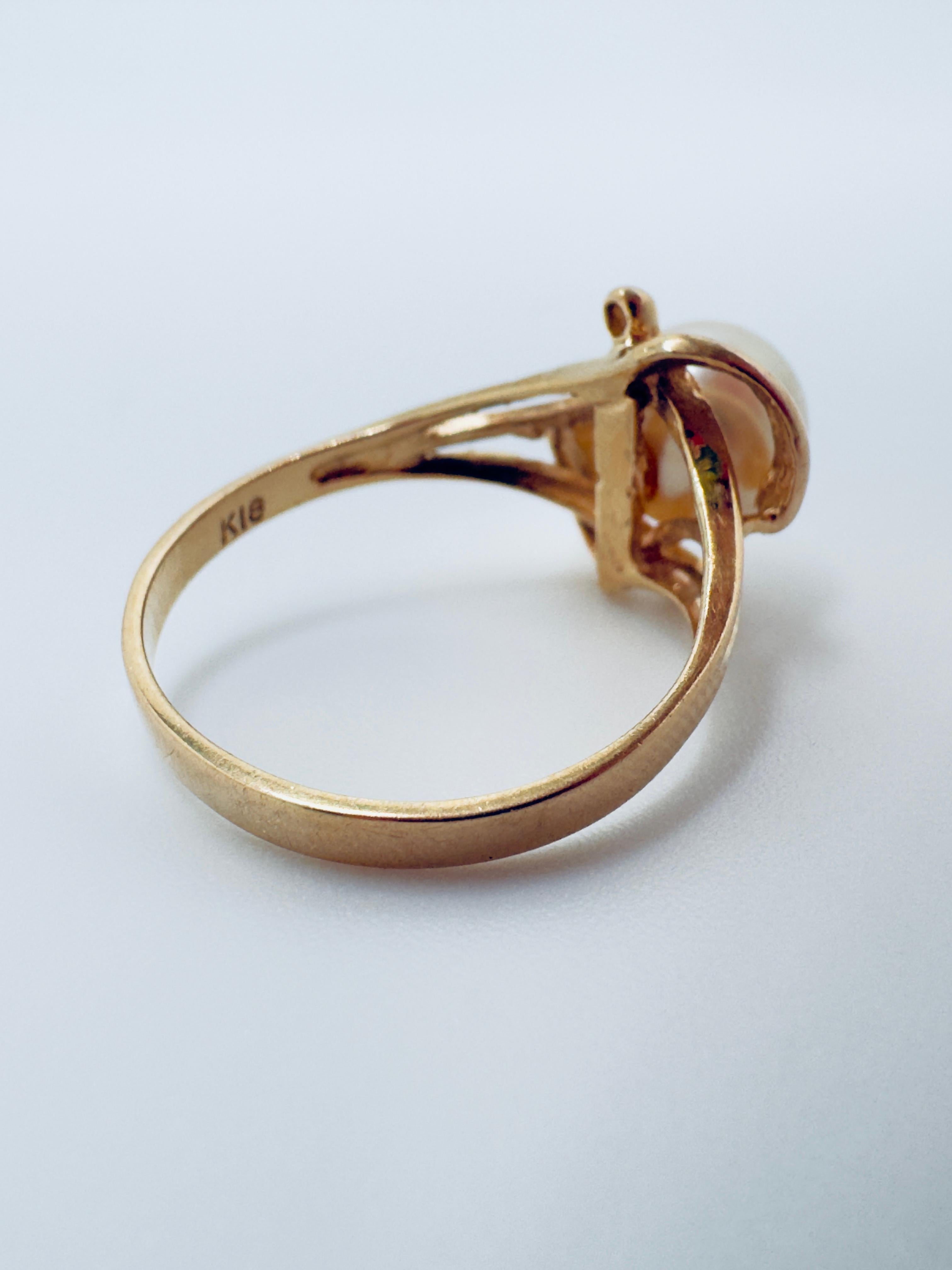 Bague en or 14K avec perles d'eau douce crème Bon état - En vente à Palm Desert, CA
