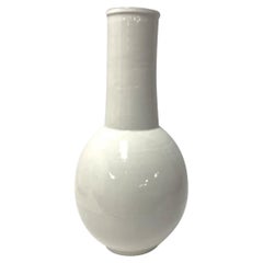 Cream Funnel Neck Ceramic Vase, China, Contemporary