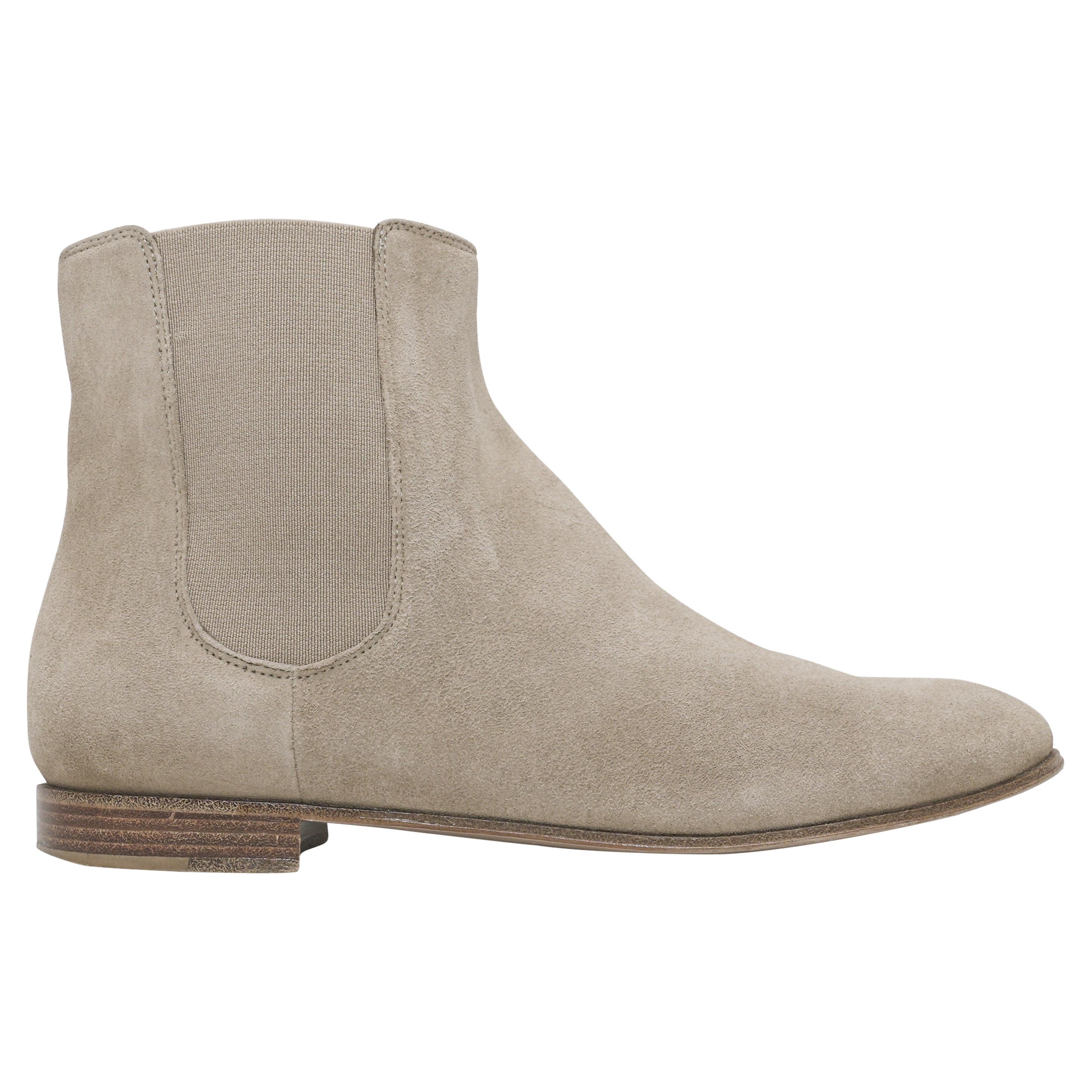 Gianvito Rossi - Bottines plates en daim crème, taille 37