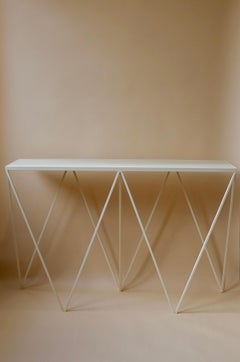 Cream Giraffe Console Table with Linseed Linoleum Table Top