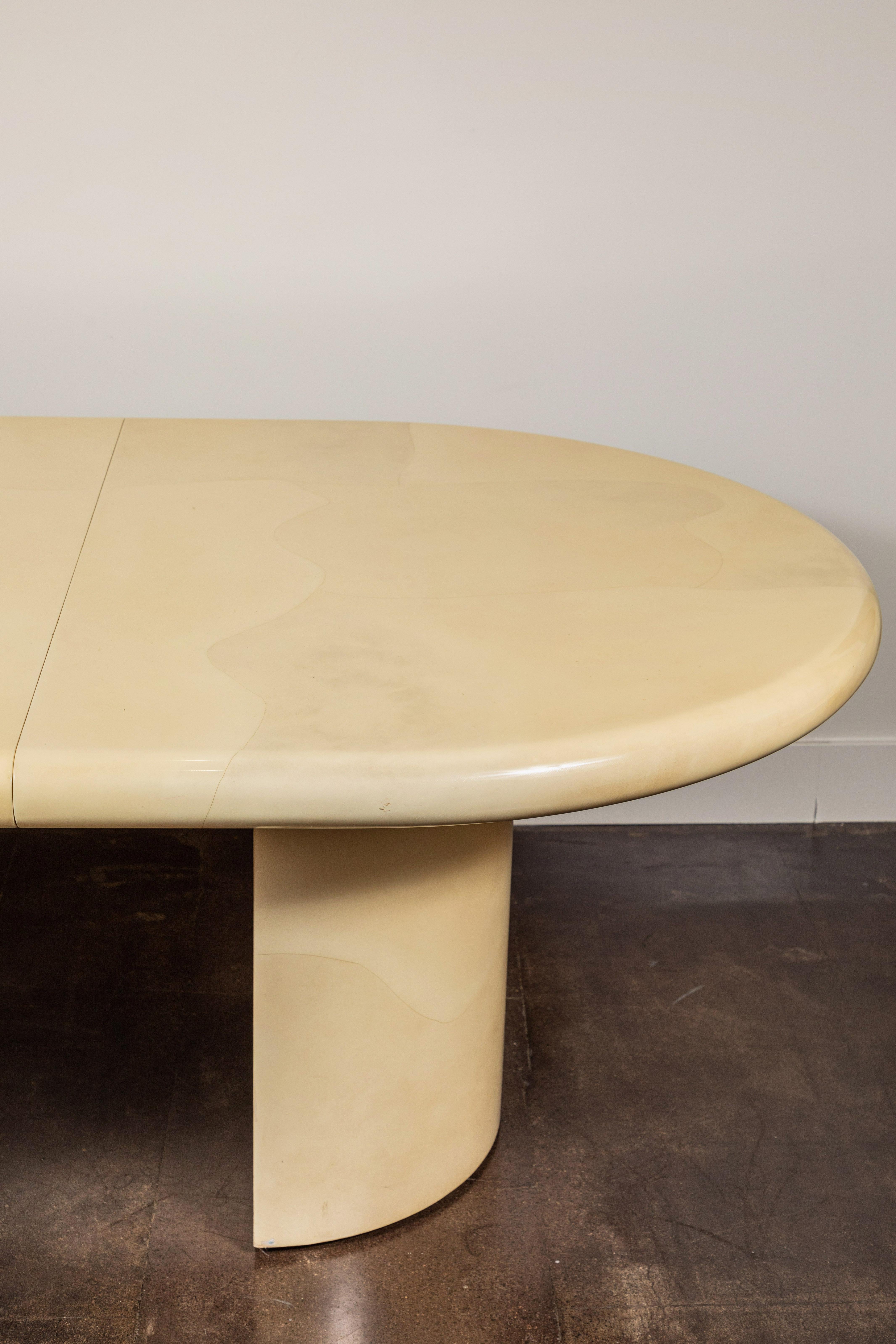 Cream Goatskin Dining Table in the Style of Karl Springer, 1990s In Good Condition In Pasadena, CA