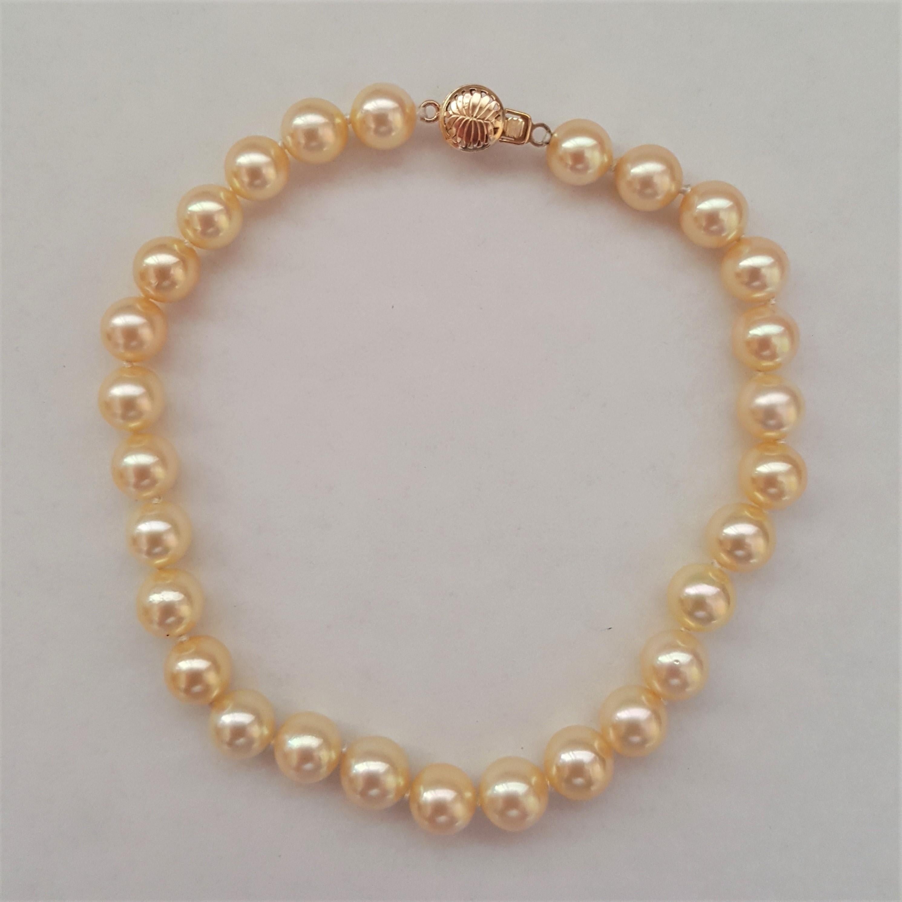 Moderne Collier de perles de culture de qualité AAA en or crème 14 carats, plus de 7 et plus de 27 pouces en vente