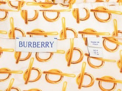 Cream & Gold Burberry Silk Horsebit Print Button-Up Top Size US 2