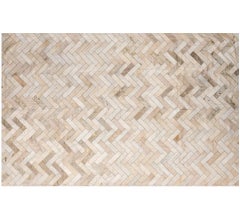 Alfombra de piel de vaca en espiga crema y dorada personalizable Estrella XX-Large