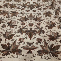 Cream Ground Modernist Rug with Oak Leafs
