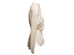 Cream Gucci Silk Long Sleeve Tie Waist Blouse Size IT 42