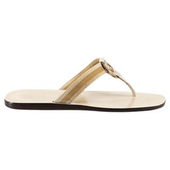 Cream Interlocking GG Web Strap Slides Size IT 38