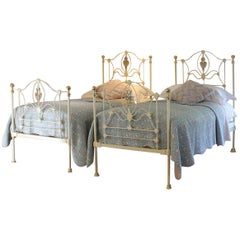 Cream Iron Twin Antique Beds, MPS29