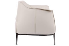 Cream Italian Leather with Gunmetal Grey Frame Armchair, Poltrona Frau