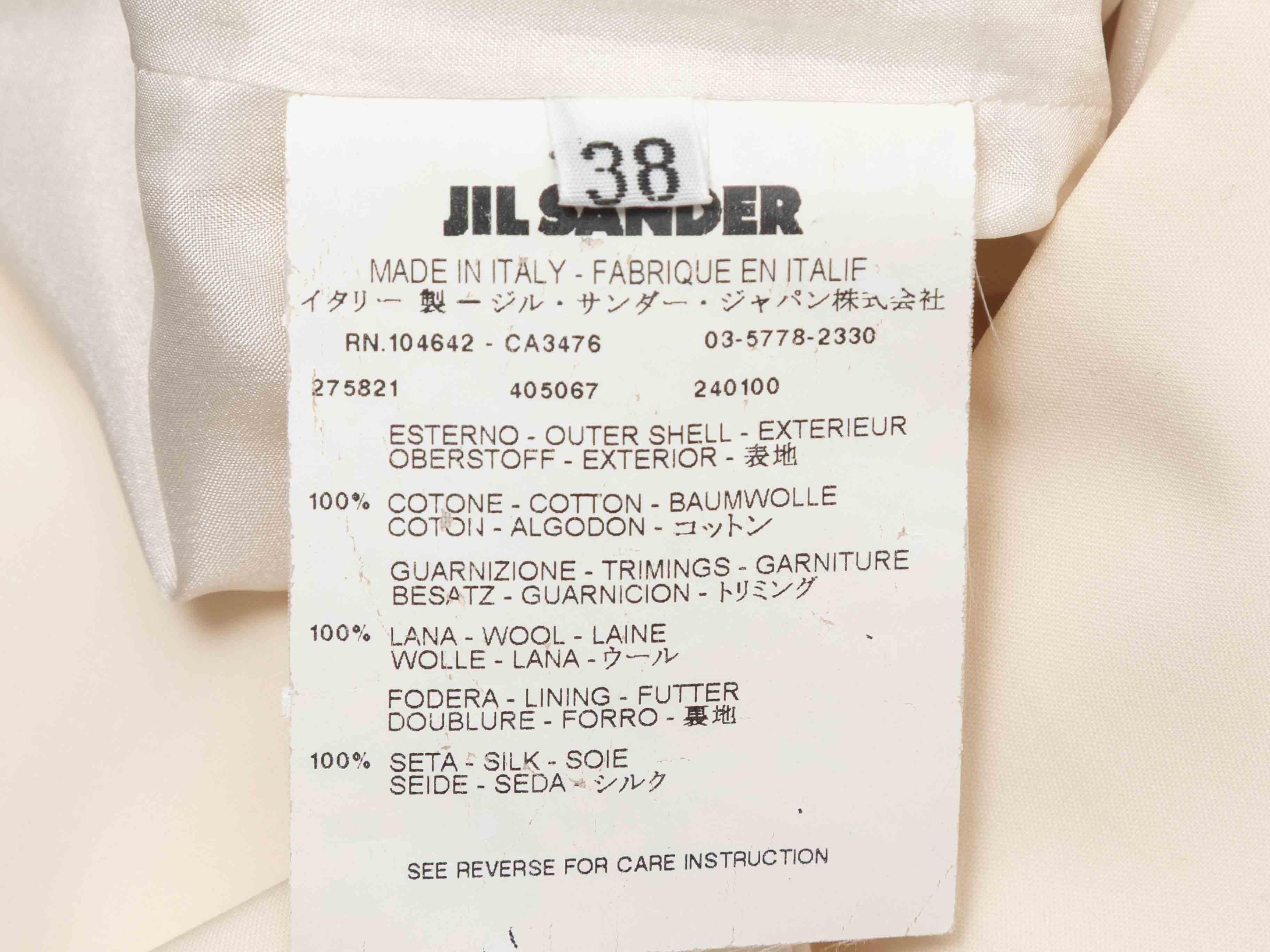 Beige Robe droite géométrique sans manches de couleur crème Jil Sander Taille IT 38 en vente