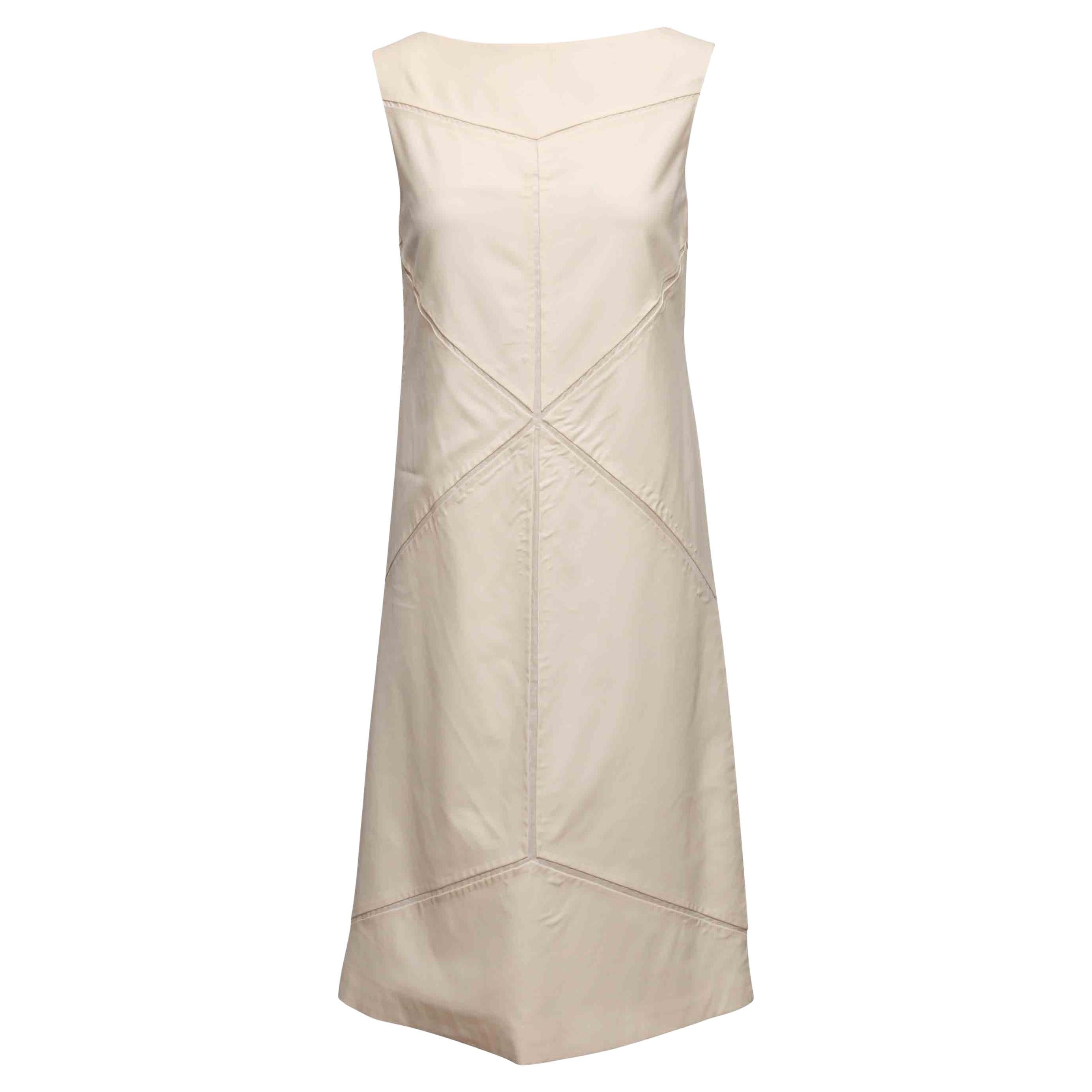 Cream Jil Sander Sleeveless Geometric Shift Dress Size IT 38