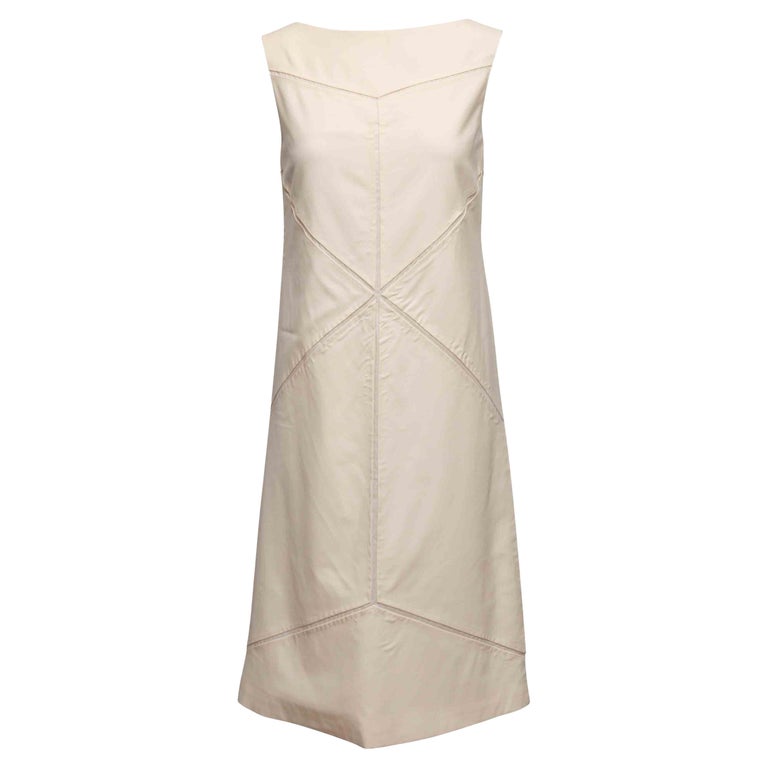 jil sander cream dress Jil Sander Knitted Long Sleeve Midi Dress In Cream Wool