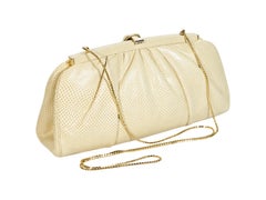 Vintage Cream Judith Leiber Floral-Clasp Clutch