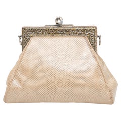 Cream Judith Leiber Karung Evening Bag