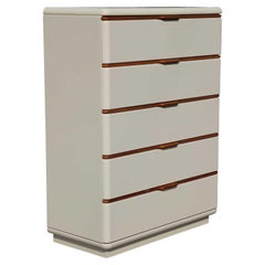 Retro Cream Lacquer and Wood Five Drawer Mid-Century Modern Chest by Lane Altavista