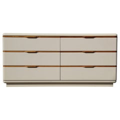 Vintage Cream Lacquer and Wood Six Drawer Mid-Century Modern Dresser by Lane Altavista