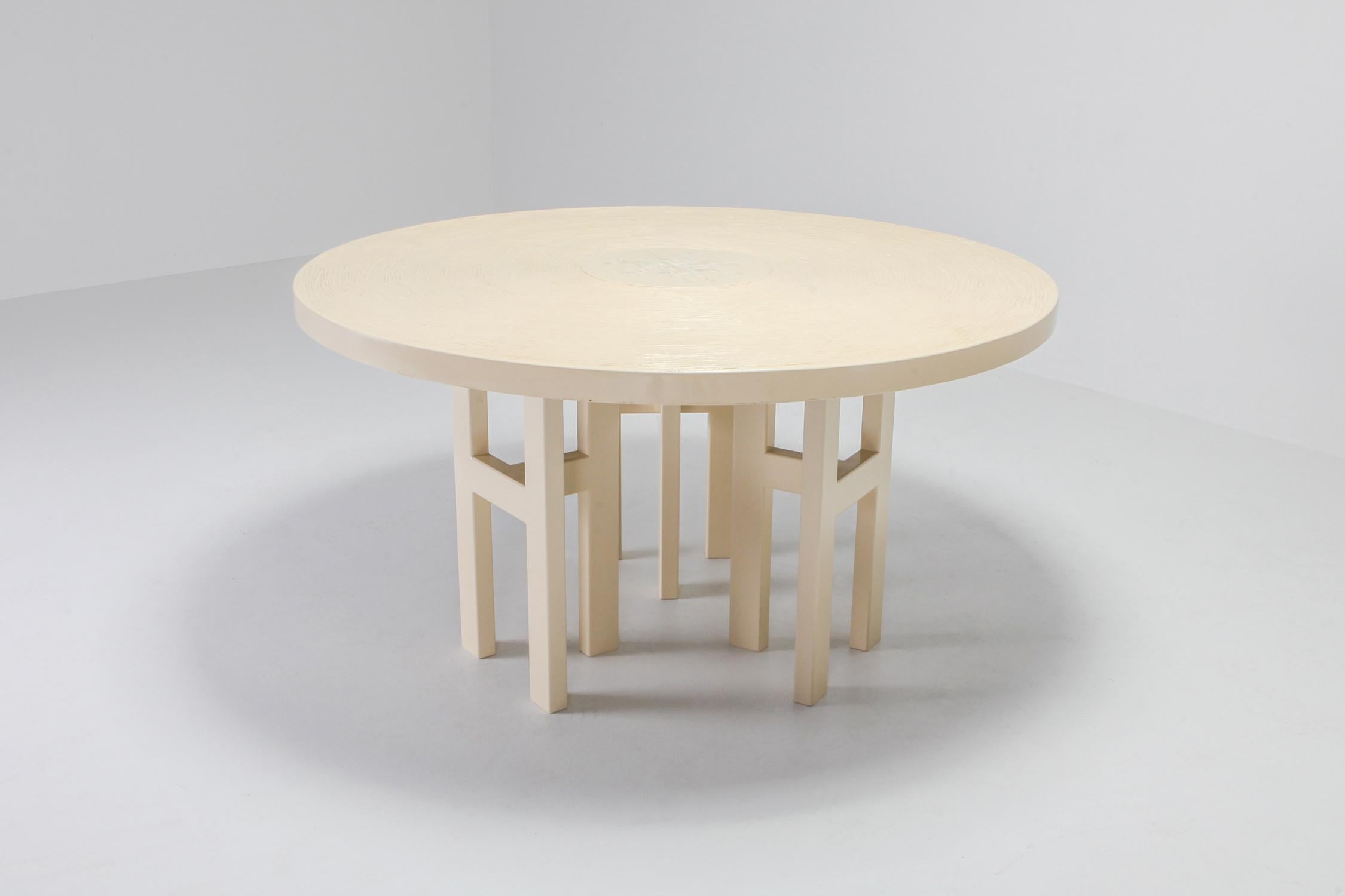 Post-Modern Cream Lacquer Resin Dining Table by Dresse