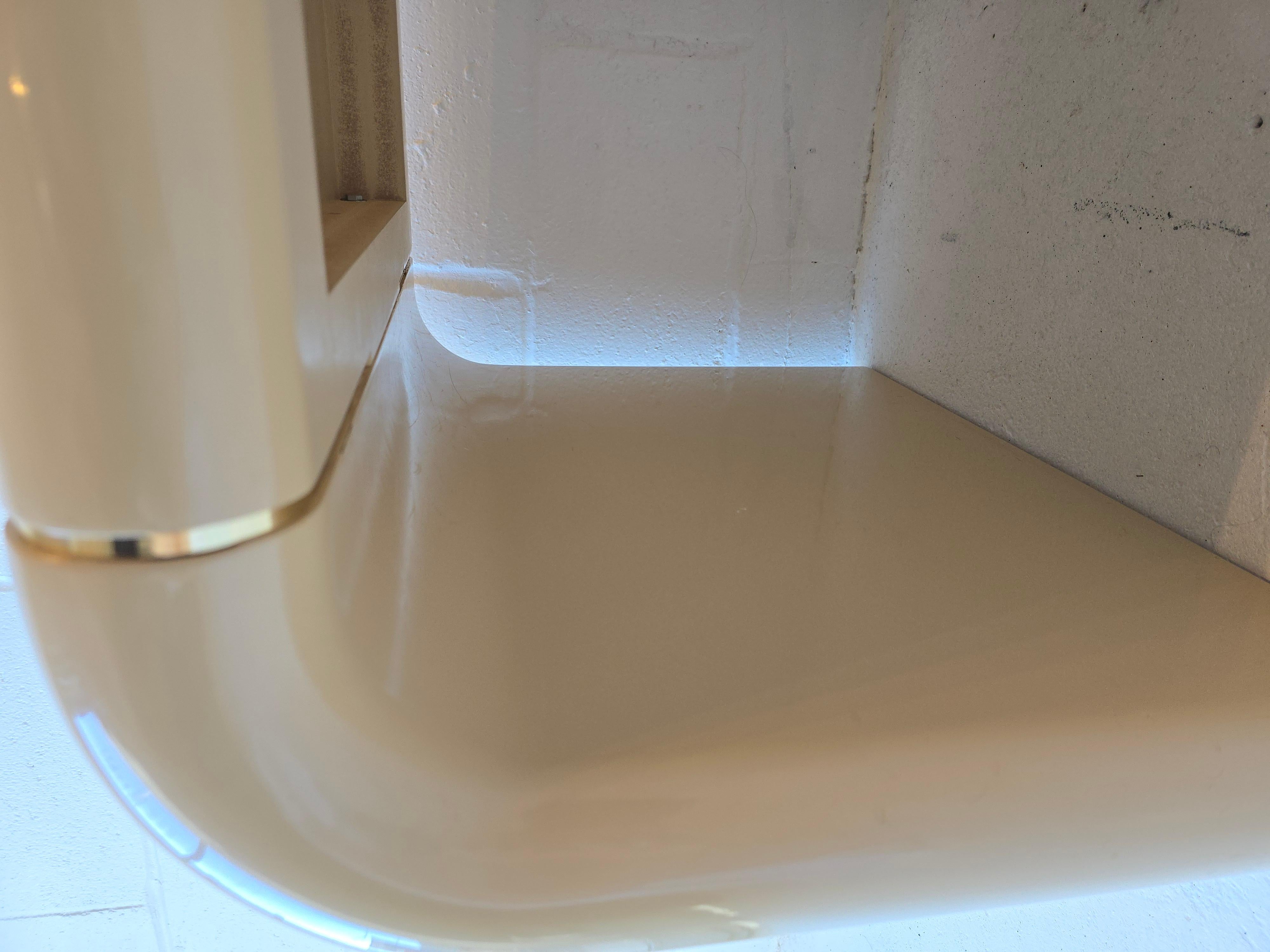Cream Lacquered Waterfall Side End Table For Sale 4