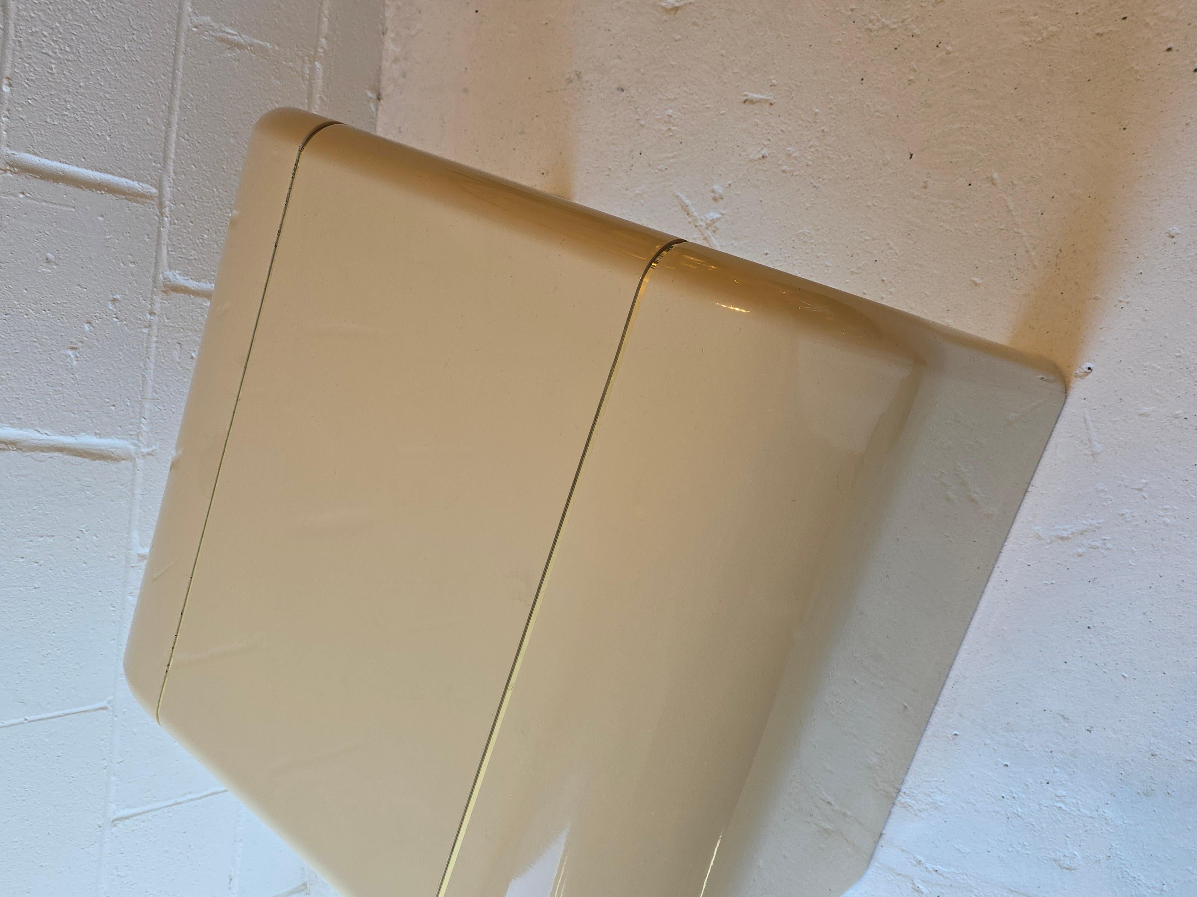 Other Cream Lacquered Waterfall Side End Table For Sale