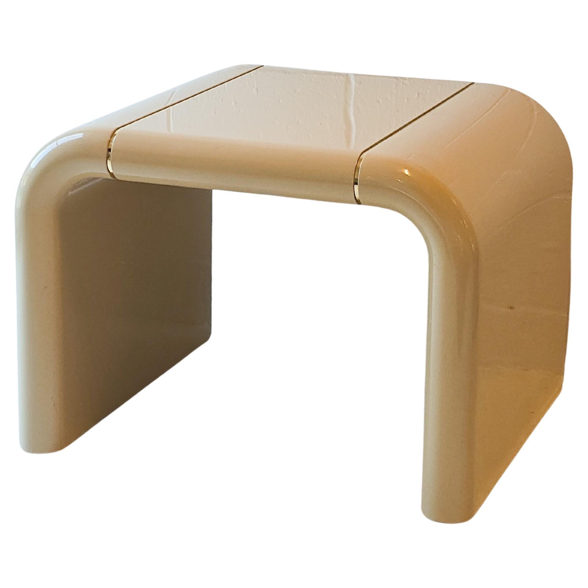 Cream Lacquered Waterfall Side End Table