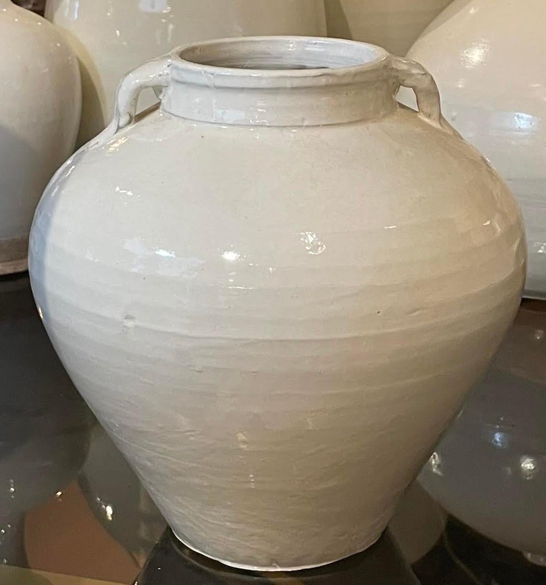 Cream Large Two Handled Vase, China, Contemporary In New Condition In New York, NY