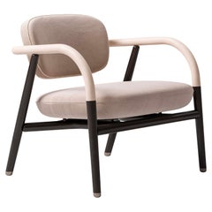 Fauteuil d'appoint en cuir et tissu crème