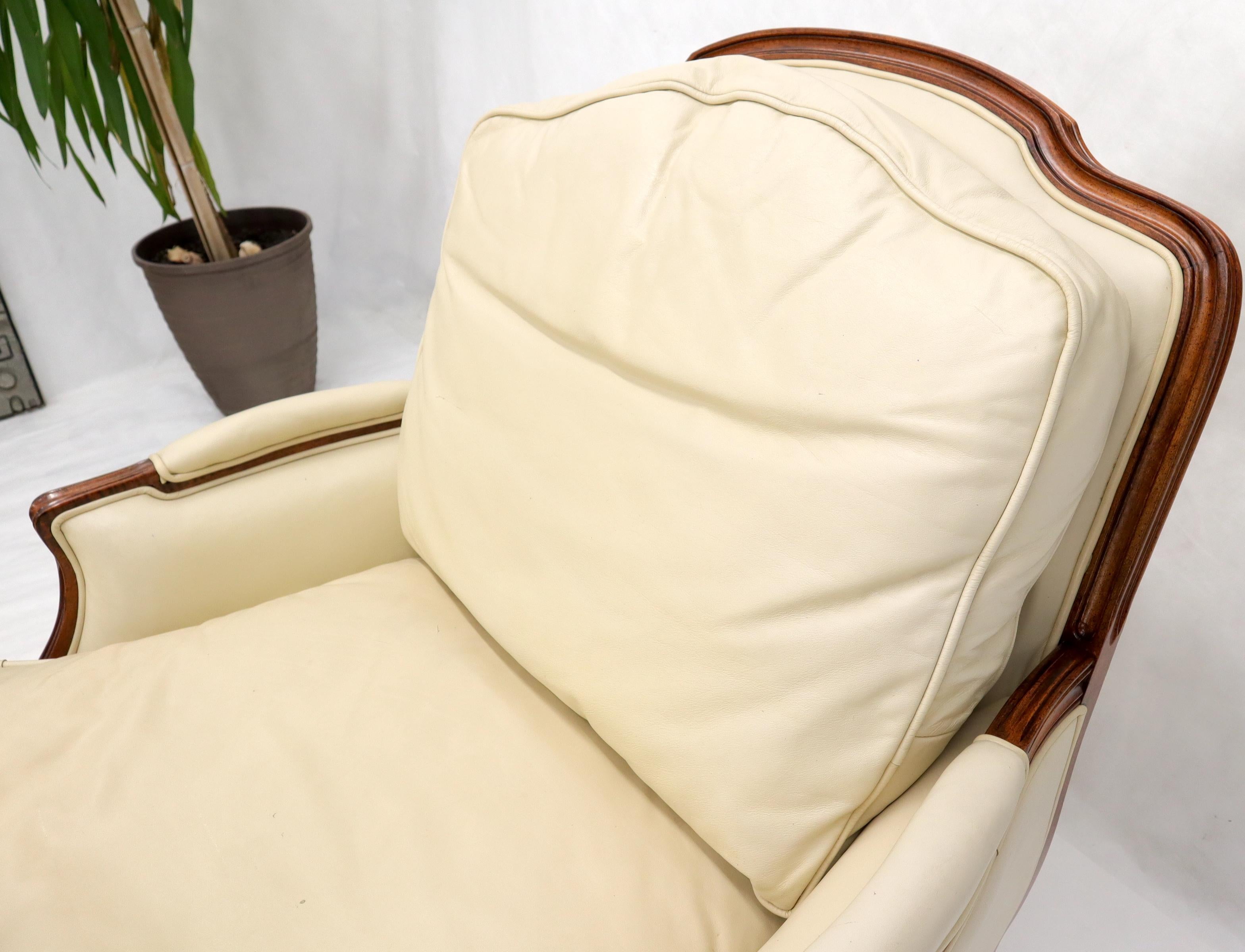 Cream Leather Chaise 2-Part Chaise Lounge Chair and Ottoman 4